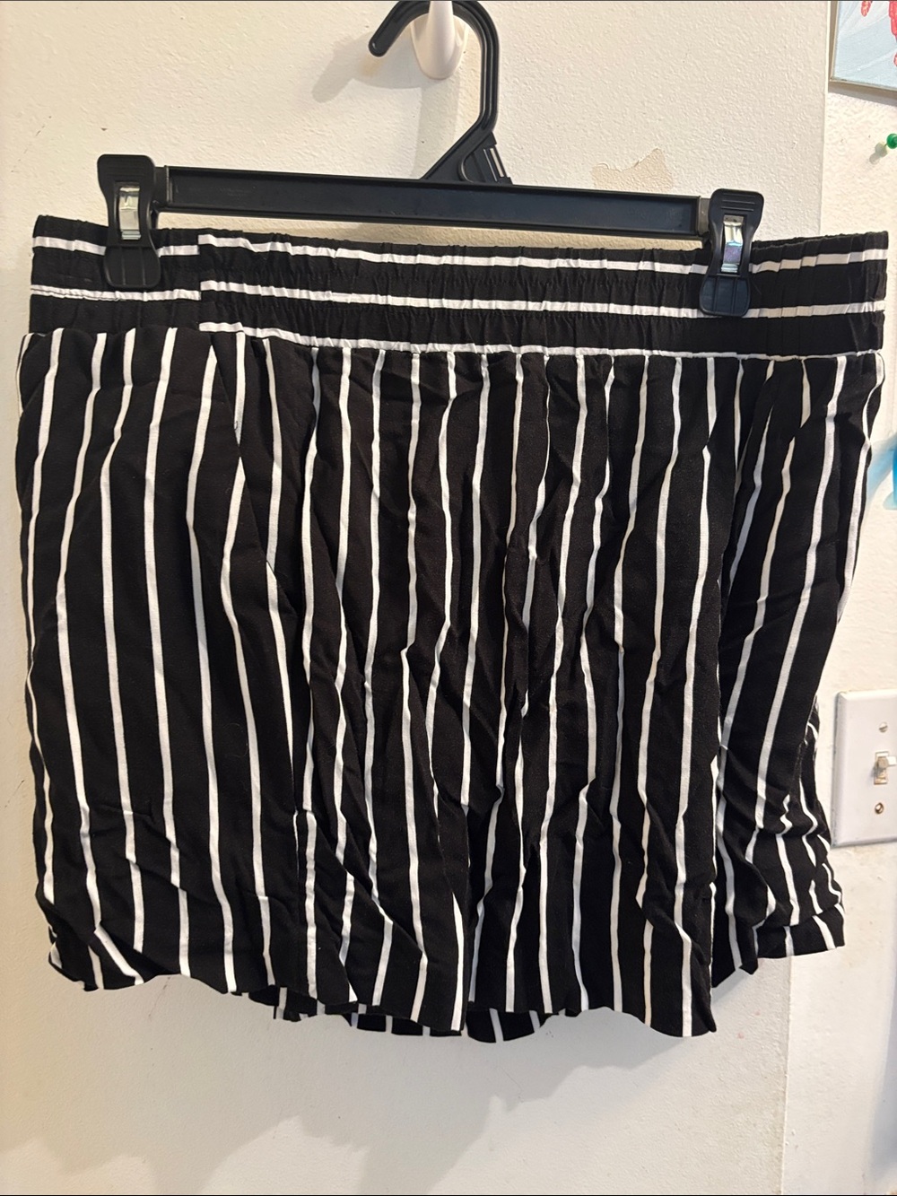 Black and White Vertical Stripe Shorts